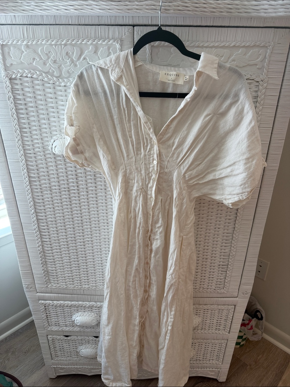 Exquise Tobie Women's Cream Button-Front Linen Dress Anthropologie